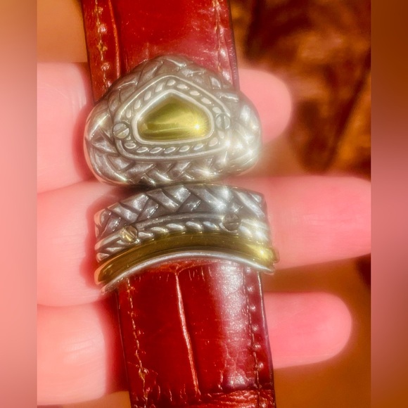 Brighton Marcus Two-Tone Reversible Twist Belt Convertible Brown Black Silver - Picture 5 of 12